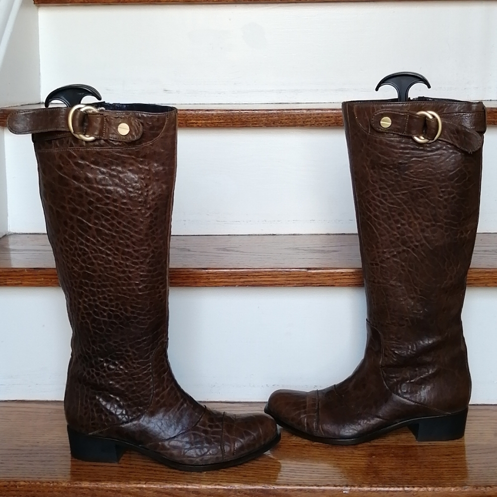 HUGO BOSS Brown Leather Croc Print Boots 36